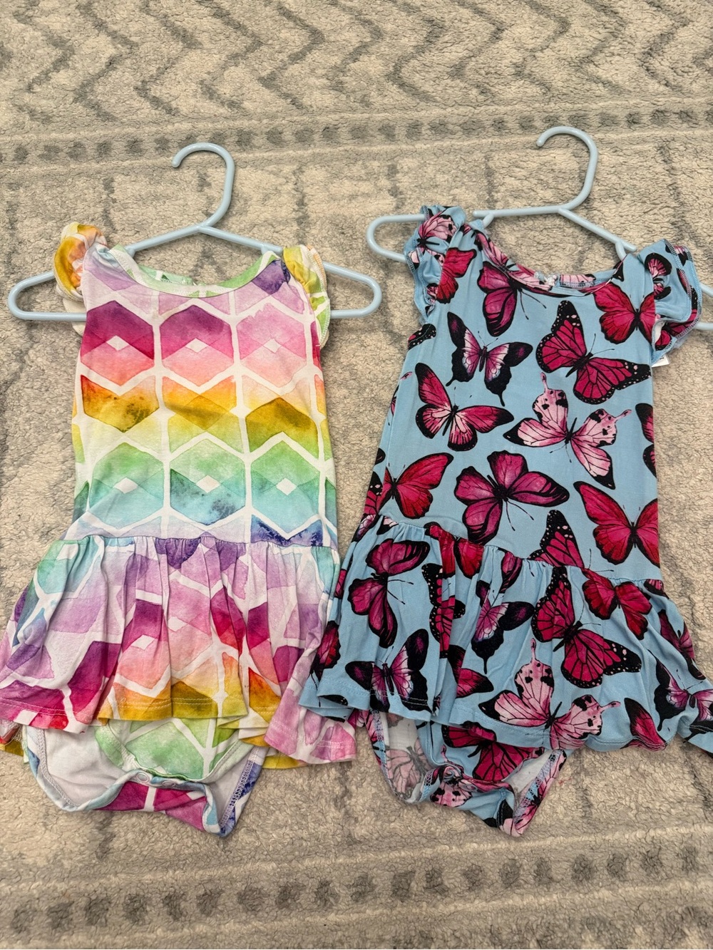 Kids One-Piece Dress Romper in Rainbow Geometric